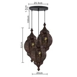 Homesake 3-Lights Round Cluster Brown Metal Classic Moroccan Orb Pendant Light - Set of 1 image 4