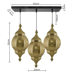 Homesake 3-Lights Linear Cluster Golden Metal Classic Moroccan Orb Pendant Light - Set of 1 image 4