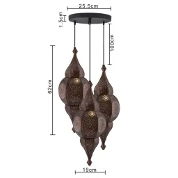 Homesake 3-Lights Round Cluster Brown Metal Classic Moroccan Nargis Pendant Light - Set of 1 image 4
