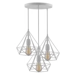 Homesake 3-Lights Round Cluster White Metal Diamond Pendant Light - Set of 1 (Bulb not included) image 1