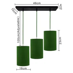 Homesake 3-Lights Linear Cluster Green Metal Classic Cylinder Pendant Light - Set of 1 image 5