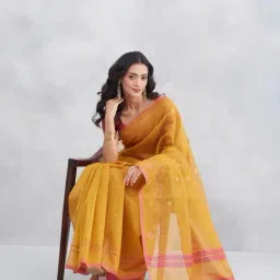 Fabindia Mustard Woven Design Saree image 4