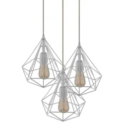 Homesake 3-Lights Round Cluster White Metal Diamond Pendant Light - Set of 1 (Bulb not included) image 3