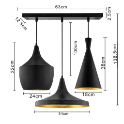 Homesake 3-Lights Linear Cluster Black Metal Modern Tri-Nordic Pendant Light - Set of 1 image 4