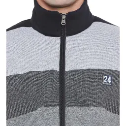 Duke Black & Grey Cotton Regular Fit Color Block Sweatshirt image 5