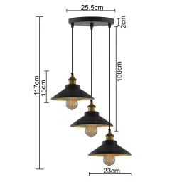 Homesake 3-Lights Round Cluster Black Metal Cone Pendant Light - Set of 1 image 3