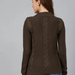 Cayman Khaki Self Design Sweater image 2