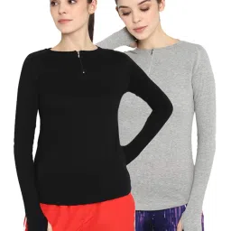 Appulse Black & Grey Melange Cotton T-Shirt - Pack of 2 image 1