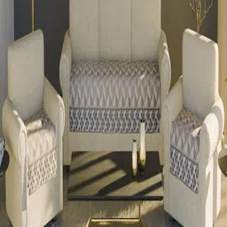 Fashion Throw Beige Checked Velvet 3 Piece Sofa Cover-image-48