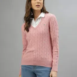 Gant Pink Cotton Self Pattern Sweater-image-9