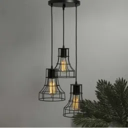 Homesake 3-Lights Round Cluster Black Metal Pendant Light - Set of 1 (Bulb not included) image 1