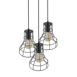Homesake 3-Lights Round Cluster Black Metal Pendant Light - Set of 1 (Bulb not included) image 4