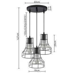 Homesake 3-Lights Round Cluster Black Metal Pendant Light - Set of 1 (Bulb not included) image 5