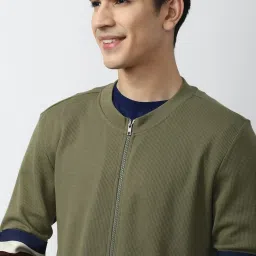 Forever 21 Olive Regular Fit Striped Sweatshirt image 4