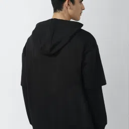 Forever 21 Black Regular Fit Printed Hooded Sweatshirt image 2