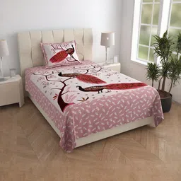 ABHACLOTHO Multicoloured 144 TC Single Bedsheet with 1 Pillow Covers-image-38