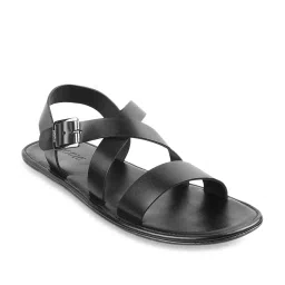 Mochi Men's Black Cross Strap Sandals image 1