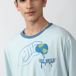 Forever 21 Blue Regular Fit Printed T-Shirt image 4