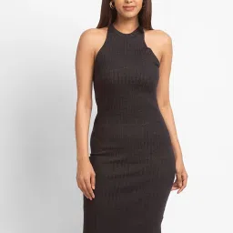 Globus Black Textured Bodycon Dress image 1