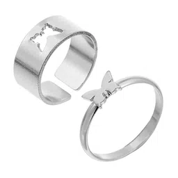 Ringzinnie Set Of 2 Stainless Steel Butterfly Couple Finger Rings-picture-28