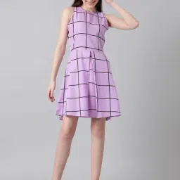 Kotty Lavender & Black Checks A Line Dress-image-73