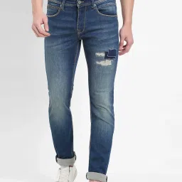 Pepe Jeans Dark Blue Distressed Lightly Washed Regular Fit Jeans image 1