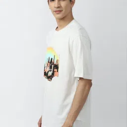 Forever 21 White Cotton Regular Fit Printed T-Shirt image 3