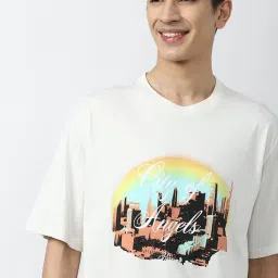 Forever 21 White Cotton Regular Fit Printed T-Shirt image 4