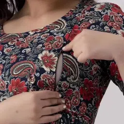 SupBir Women Checked Maternity Anarkali Kurta image 2