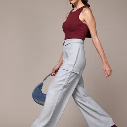 The Roadster Lifestyle Co. Women Flared High-Rise Cargos Style Trousers-picture-34