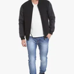 Campus Sutra Black Quilted Full Sleeves Bomber Jacket image 5