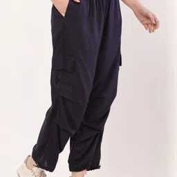 vashist Women Dark Blue Solid Regular Fit Casual Cargo Pant-picture-9