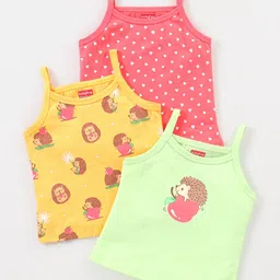 Babyhug 100% Cotton Heart Print Slips Pack of 3 - Pink Yellow & Blue-image-56