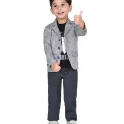 Dotson Full Sleeves Self Designed 3 Piece Party Wear Set - Grey image 1