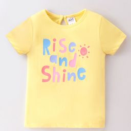 Simply Sinker Knit Half Sleeves T-Shirt Text Print- Yellow-picture-48