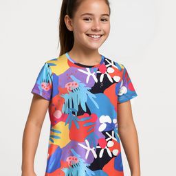 Pine Active Half Sleeves High Stretch T-Shirt Leaf Print- Multicolour-picture-38