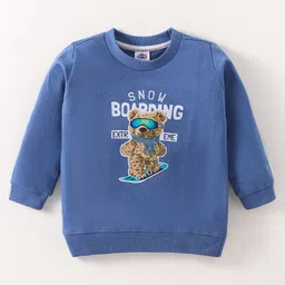 Zero Cotton Knit Full Sleeves Text Printed T-Shirt - Blue-picture-26