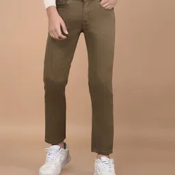 CRIMSOUNE CLUB Cotton Solid Jeans - Olive Green-picture-17