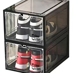 House of Quirk large storage box with magnetic suctin door for shoes Pack of 2 Black-picture-22