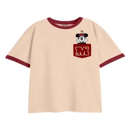 Bonkids Cotton Knit Disney Mickey & Friends Featuring Half Sleeves Character Printed Tee - Pink-picture-27