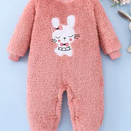 Mark & Mia Full Sleeves Winter Wear Romper with Bunny Print - Pink-picture-24