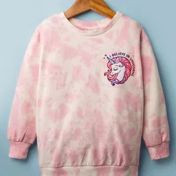 BUMZEE Looper Knit Full Sleeves Unicorn Printed Sweatshirt - Pink-picture-37
