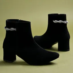 Shoetopia Stone Embellished Zipper Closure Boots - Black-picture-27