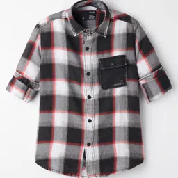 Junior Killer Full Sleeves Buffalo Checked Slim Fit Shirt - Black-picture-11