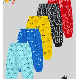 KUCHIPOO Pack Of 5 Animals & Stars  Printed Track Pants - Multi Colour image 3