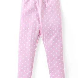 Babyhug Cotton Lycra Knit Full Length Stretchable Leggings  with Floral & Polka Dots Print Pack of 2 - Multicolour image 2