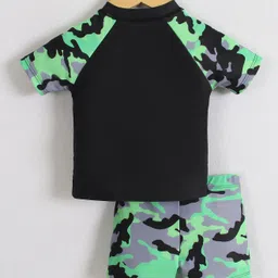 Mark & Mia Half Raglan Sleeves Two Piece Swimsuit With Camouflage Print - Green & Black image 2