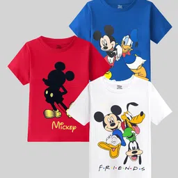 Disney By Miss and Chief Boys Pack of 3 Mickey Mouse Bio Finish Printed Cotton T-shirts-picture-11