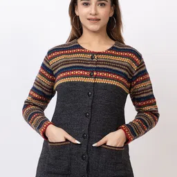 TWENTY ME Women Embroidered Woollen Cardigan with Embroidered Detail-picture-35