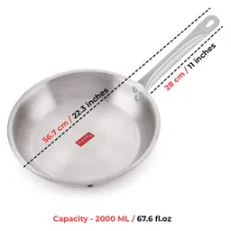 HAZEL Triply Stainless Steel Induction Bottom Fry Pan With Steel Lid, 2 Litre, 28 cm image 3